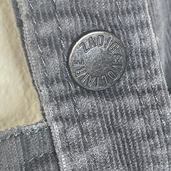 Zadig & Voltaire Corduroy Overalls Eagle‎ Embroidery Dark Grey Women's - Picture 7 of 12